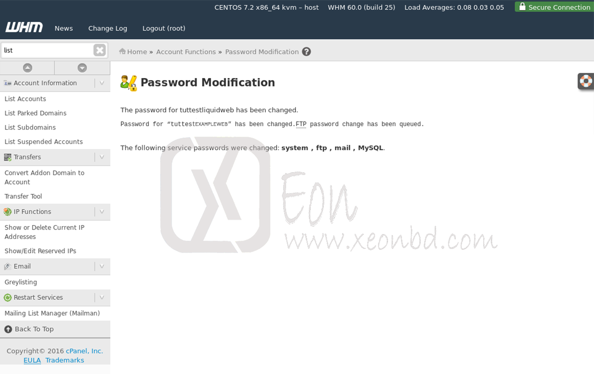 changing password