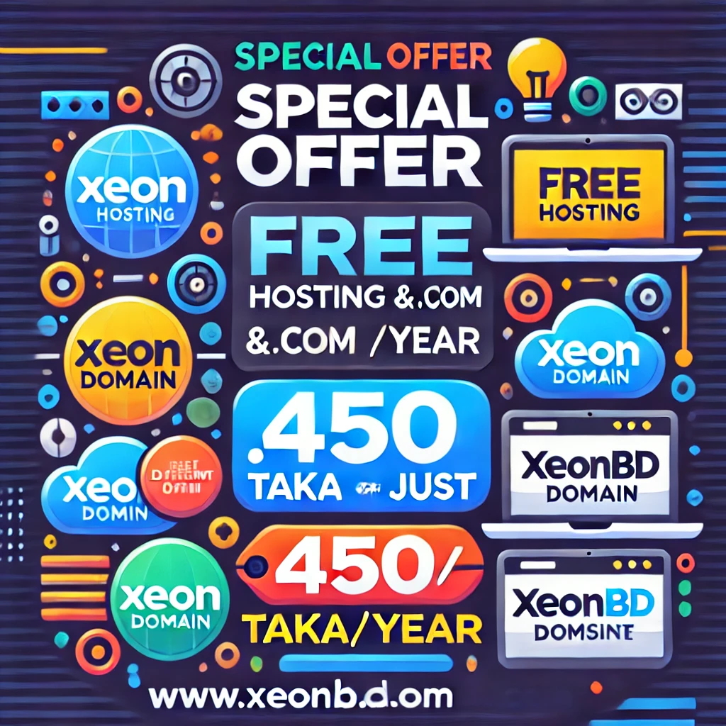 Special Offer: Free Hosting + .COM is now Taka 450 /year only and lots more!