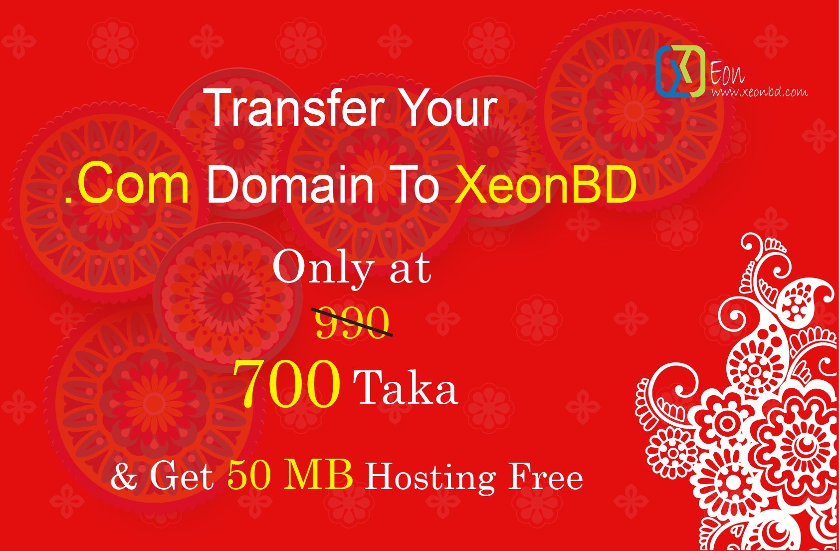 .COM domain transfer is now only BDT 700 & get 50MB SSD hosting free